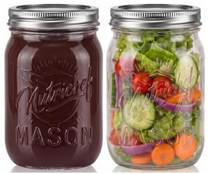 NutriChef Barattolo Vetro con Coperchio, 2 Pezzi, 450 ml, Barattolo Vetro come Contenitore Miele per Marmellata, Avena, Gelatina, Candele e Conserve Fai-da-Te