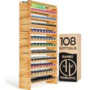 NutriChef Cantinetta per Vino Impilabile in Bambù, 12 Ripiani, Capacità per 108 Bottiglie, Libera Installazione, Nessun Utensile Necessario, Scaffale di Stoccaggio Modulare per Cucina e Cantina