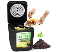 NutriChef Cestino per rifiuti alimentari, bidone per compost da 3 litri, per piano di lavoro, compostiera elettrica automatica, compostiera compatta da cucina per interni con filtro inodore, parti