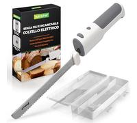 Nutrichef Coltello Elettrico Cordless da Cucina in Acciaio Inossidabile e ABS, con Pulsante Sicurezza On/Off, per Affettare Carne, Pollo, Pane e Formaggio, Leggero ed Ergonomico
