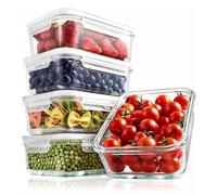 NutriChef Contenitori Vetro per Alimenti 10 Pezzi (5 Contenitori + 5 Coperchi Ermetici), Impilabili, per Dolci, Verdura, Pomodoro, Frutta, Pasta e Cereali, senza BPA