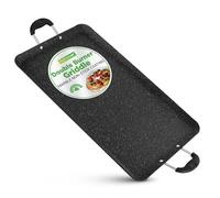 Nutrichef Doppia Piastra Cucina 50 x 30 cm in Alluminio Rinforzato, Bistecchiera Antiaderente, Manici Bakelite Termoresistenti, Compatibile Gas, Ceramica e Induzione, Carne, Verdure, Pancake e Toast