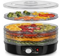NutriChef Essiccatore Alimentare Nero Rotondo Professionale con 5 Vassoi Impilabili, Disidratatore per Carne, Pesce, Funghi, Frutta e Verdura, 82°C, Facile da Pulire, Essiccatore Domestico
