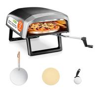 NutriChef Forni per pizza portatili da esterno da tavolo, forno per pizza a gas da 30,5 cm, pietra per pizza rotante a 360°, macchina per pizza a riscaldamento rapido, griglia per pizza in acciaio