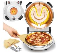 NutriChef Forno elettrico per pizza - Macchina per pizza con controllo della temperatura e termometro - Finestra di visualizzazione per una preparazione precisa - Riscaldamento a 425°C - Mattone
