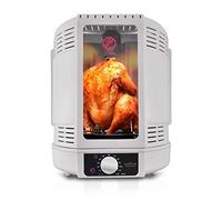NutriChef Forno Girarrosto Verticale Elettrico | Macchina Shawarma/Kebab Rotante con Spiedo, Griglia, Torretta per Pollo, Cestello, Vassoio Raccogli Grassi | Ideale per Carne | 700W - Bianco