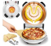 NutriChef Forno Pizza Elettrico 30 cm Bianco con Termometro, Controllo Temperatura, Pietra Antiaderente 427 °C, Ideale per Pizza Fatta in Casa