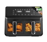 NutriChef Friggitrice ad Aria Doppia 4,2+4,2L 1700 Watt con 9 Programmi, Cestelli Antiaderenti, Finestra di Controllo e Tecnologia Aria Calda 360°