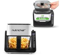 NutriChef Friggitrice ad Aria e Grill 4 QT | 7 Modalità di Cottura Predefinite | Ciotola Trasparente per Migliori Risultati di Cottura | Cuoce Gamberetti, Bistecche, Patatine Fritte, Ali e Altro