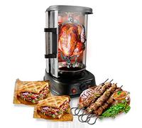 NutriChef Girarrosto Elettrico Forno Verticale 1500 Watt da Appoggio, per Kebab, Pollo Arrosto, Shawarma e Spiedini, con 7 Spiedi e Porta Resistente al Calore, per Casa e Cucina