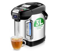 NutriChef Hervidor de Agua Digital y Calentador - 3L/3.17 Qt Dispensador Eléctrico de Agua Caliente de Acero Inoxidable con Pantalla LCD, Base Rotatoria, Mantenimiento Caliente, Apagado Automático