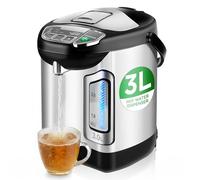 NutriChef Hervidor de Agua Eléctrico y Calentador - 3L/3.17 Qt Dispensador Eléctrico de Agua Caliente de Acero Inoxidable con Base Rotatoria, Apagado Automático, Bloqueo de Seguridad, Calentamiento