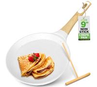 Nutrichef Padella antiaderente da 24 cm con spalmatore in legno, padella Dosa rivestita in marmo resistente, manico in bachelite e fondo a induzione, senza PFOA/PFOS, lavabile in lavastoviglie