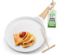 Nutrichef Padella antiaderente da 28 cm con spalmatore in legno, padella Dosa rivestita in marmo resistente, manico in bachelite e legno con fondo a induzione, facile da pulire, resistente alle