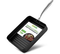 NutriChef Padella Antiaderente per Grigliare in Ghisa 28 Centimetri, Antiaderente, Senza PTFE/PFOA/PFOS, Rilievi Alti, Manici Robusti, Lavabile in Lavastoviglie