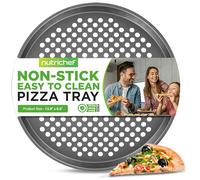 Nutrichef Padella per Pizza Antiaderente da 12”, Padella in Acciaio al Carbonio Grigio, Padelle in Metallo di Qualità Commerciale per Ristoranti, Compatibile con il Modello NCBS10S