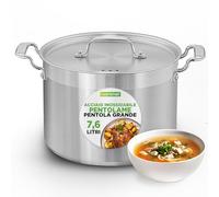 NutriChef Pentola 8 Litri in Acciaio Inox con Coperchio, Pentola Induzione per Zuppe e Stufati