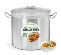 NutriChef Pentola Acciaio Inox 28 Litri con Coperchio, Pentola Induzione con Manici Rinforzati, Distribuzione Uniforme Calore, per Tutti i Piani Cottura