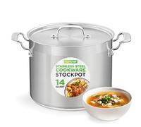 NutriChef Pentola da cucina in acciaio inox - 14 litri, pentola a induzione resistente, pentola per zuppa con coperchio in acciaio inossidabile, compatibile con piani cottura a induzione, ceramica,