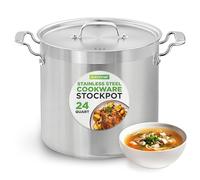 NutriChef Pentola da cucina in acciaio inox - 24 litri, resistente pentola a induzione con coperchio, adatta per piani cottura a induzione, ceramica, vetro e alogeni - NCSPT24Q