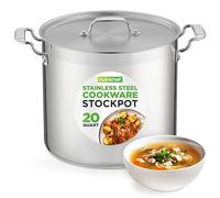 NutriChef Pentola da cucina in acciaio inox, capacità 20 litri, pentola a induzione resistente, pentola per zuppa con coperchio in acciaio inossidabile, compatibile con piani cottura a induzione,