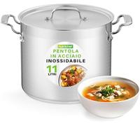 NutriChef Pentola in Acciaio Inossidabile da 11,3 Litri - Pentola Grande per Uso Alimentare 18/8 per Stufati, Cuocere a Lenta Lenta, Zuppa, Include Coperchio, Lavabile in Lavastoviglie, Induzione