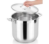 NutriChef Pentola in acciaio inox da 18 litri, 18 - 8 qualità alimentare resistente per tutte le luci - Pentola grande con coperchio trasparente, compatibile con lavastoviglie