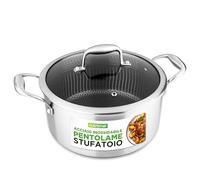 NutriChef Pentola Induzione Acciaio Inox 4,7 Litri con Coperchio in Vetro, Antiaderente Nido d’Ape, Pentola per Pasta, Zuppa e Spezzatino, Resistente ai Graffi