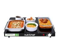 NutriChef Piastra Elettrica, Scalda Cibo Elettrico Portatile, per Tortillas, Buffet, Ristorante, Festa, Cena, Casa e Cucina, Vetro, 60-110 °C, 54 × 42 cm, Nero