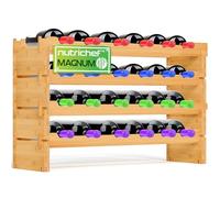 NutriChef Portabottiglie Vino Modulare in Bambù, Cantinetta Vino Legno Impilabile a 4 Ripiani per 24 Bottiglie Formato Magnum (Diametro 10 cm), Design a Croce 2x