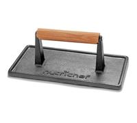 Nutrichef Pressa per bistecca in ghisa, resistente pressa per grill con manico in silicone, accelera il tempo di cottura su bistecche, hamburger, carne, pancetta, quesadillas e altro, lascia un segno