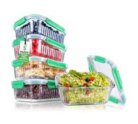 NutriChef Set 10 Contenitori Vetro per Alimenti, 5 Contenitori + 5 Coperchi Ermetici, Impilabili, Senza BPA, Ideali per Dolci, Verdura, Pomodoro, Frutta, Pasta e Cereali