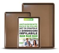 NutriChef Set 3 Teglie da Forno Antiaderenti in Acciaio al Carbonio - Include Taglie XL, Medie e Piccole - Versatili per Cottura e Arrostimento, Lavabile in Lavastoviglie - Oro
