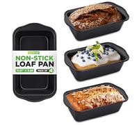 Nutrichef Set da 4 Stampo per Pane | Stampo per Pane Premium Antiaderente Distribuzione Rapida e Uniforme del Calore | Fino a 450°F | Senza PFOA, PFOS e PTFE | Acciaio al Carbonio di Grado Alimentare