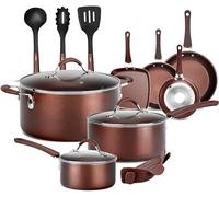 NutriChef Set di 14 Pentole e Padelle Antiaderenti, Padella Antiaderente con Coperchi e Utensili per Tutti i Fornelli