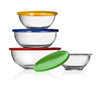 NutriChef Set di 4 Ciotole da Insalata con Coperchio | Ciotole da Insalata Impilabili (1 l, 1,6 l, 2,5 l & 3,7 l) per Conservazione & Preparazione | Compatibile con Lavastoviglie