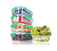 NutriChef Set di Contenitori per Conservare Alimenti 5 Pezzi - 35,86 oz Contenitori Premium Impilabili per la Preparazione dei Pasti con Coperchio Ermetico, Senza BPA, 100% Impermeabile