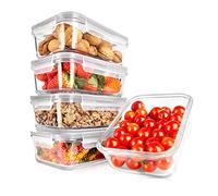 Nutrichef Set di Contenitori per Conservazione Cibo in Vetro da 10 Pezzi - Contenitori Impilabili Premium con Coperchi Ermetici, Nuovi Coperchi Senza Perdite con Foro per Aria, Adatti al (Rosso)