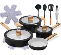 NutriChef Set Pentole e Padelle 14 Pezzi in Ceramica, Compatibili Induzione, Cop