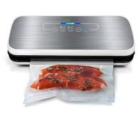 Nutrichef Sottovuoto Automatico per Conservazione Alimenti, Sistema di Chiusura ad Aria, con Starter Kit, Design Compatto, Modalità Secco/Umido, Indicatore LED, Colore Argento