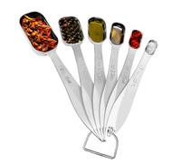 NutriChef Stainless Steel Measuring Spoons Set 6Pc Heavy Duty Oval Shaped Metal Measuring Spoon for Dry or Liquid Ingredients