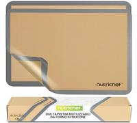 NutriChef Tappetino Silicone per Forno, 2 Pezzi, 62 x 42 cm, Antiaderente, Riutilizzabile, per Dolci, Pasticceria, Biscotti, Pane, Pizza, per Casa e Cucina, Grigio