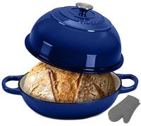 NutriChef Teglia per Pane in Cassetta 26x13 cm in Ghisa Smaltata con Coperchio, Stampo Pane in Cassetta per Pollo Arrosto, Spezzatino di Manzo e Bistecca di Carne, Blu