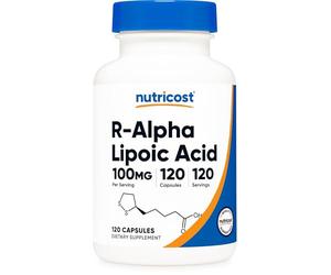 Nutricost Acido R-Alfa Lipoico 100 mg, 120 Capsule - Capsule Vegetariane, Senza OGM, Senza Glutine