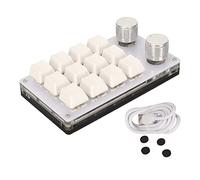 NutriEss 12 tasti mini tastiera blu interruttore tastiera meccanica fai da te programmabile connessione cablata tastiera macro con una mano con 2 manopole bianco latte per PC Plug (Bianco latte)