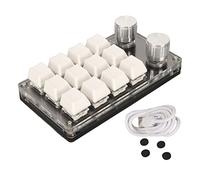 NutriEss 12 tasti mini tastiera blu interruttore tastiera meccanica fai da te programmabile connessione cablata tastiera macro con una mano con 2 manopole bianco latte per PC Plug (Bianco)