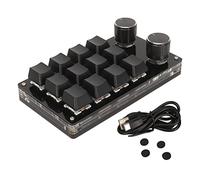 NutriEss 12 tasti mini tastiera blu interruttore tastiera meccanica fai da te programmabile connessione cablata tastiera macro con una mano con 2 manopole bianco latte per PC Plug (Nero)