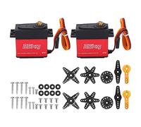 NutriEss 25KG Digital SERVO AD Alta Torque Piena INGRANDE Metallo ACQUATERPROOF RC Auto SERVO 2 Insiemi COMPATIBILI con 1/10 1/8 Scala TREMOTO Cars di Controllo Rosso ALLUMINUM Ley 40