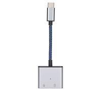 NutriEss Adattatore da tipo C a tipo C ricarica rapida 60 W 2 in 1 splitter audio USB C a jack per cuffie AUX da 3,5 mm dongle cavo intrecciato in nylon guscio in lega di alluminio (Bleue)