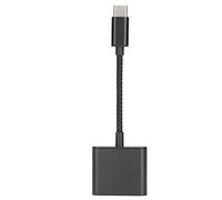 NutriEss Adattatore da tipo C a tipo C ricarica rapida 60 W 2 in 1 splitter audio USB C a jack per cuffie AUX da 3,5 mm dongle cavo intrecciato in nylon guscio in lega di alluminio (Noire)